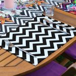 4+1 Geometrik Zigzag Zeminli Gül Motifli Amerikan Servis & Runner Seti Realhomes