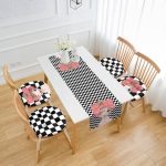 - RunnerYuvPofiSet154-Dama-Zeminli-Fashion-Girl-Tasarimli-4-Yuvarlak-Pofidik-Sandalye-Minderi-ve-1-Runner-Seti - Realhomes Dama Zeminli Fashion Girl Tasarımlı 4 Yuvarlak Pofuduk Sandalye Minderi ve 1 Runner Seti Realhomes