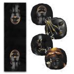 Siyahi Arap Kadın Tasarımlı 4 Yuvarlak Pofuduk Sandalye Minderi ve 1 Runner Seti Realhomes