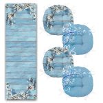 Mavinin Uyumu Tasarımlı 4 Yuvarlak Pofuduk Sandalye Minderi ve 1 Runner Seti Realhomes