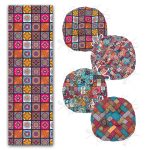 - RunnerYuvPofiSet203-Kareli-Etnik-Desen-Motifli-4-Yuvarlak-Pofidik-Sandalye-Minderi-ve-1-Runner-Seti-1 - Realhomes Kareli Etnik Desen Motifli 4 Yuvarlak Pofuduk Sandalye Minderi ve 1 Runner Seti Realhomes