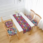 - RunnerYuvPofiSet203-Kareli-Etnik-Desen-Motifli-4-Yuvarlak-Pofidik-Sandalye-Minderi-ve-1-Runner-Seti - Realhomes Kareli Etnik Desen Motifli 4 Yuvarlak Pofuduk Sandalye Minderi ve 1 Runner Seti Realhomes