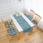 - RunnerYuvPofiSet217-Mavi-Damask-Tasarimli-4-Yuvarlak-Pofidik-Sandalye-Minderi-ve-1-Runner-Seti - Realhomes Mavi Damask Tasarımlı 4 Yuvarlak Pofuduk Sandalye Minderi ve 1 Runner Seti Realhomes