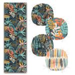 - RunnerYuvPofiSet265-Renkli-Tropik-Yaprak-Tasarimli-4-Yuvarlak-Pofidik-Sandalye-Minderi-ve-1-Runner-Seti-1 - Realhomes  Renkli Tropik Yaprak Tasarımlı 4 Yuvarlak Pofuduk Sandalye Minderi ve 1 Runner Seti Realhomes