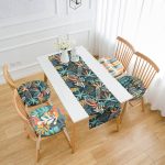 - RunnerYuvPofiSet265-Renkli-Tropik-Yaprak-Tasarimli-4-Yuvarlak-Pofidik-Sandalye-Minderi-ve-1-Runner-Seti - Realhomes  Renkli Tropik Yaprak Tasarımlı 4 Yuvarlak Pofuduk Sandalye Minderi ve 1 Runner Seti Realhomes