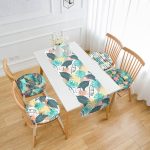 - RunnerYuvPofiSet271-Renkli-Tropik-Yaprak-Tasarimli-4-Yuvarlak-Pofidik-Sandalye-Minderi-ve-1-Runner-Seti - Realhomes  Renkli Tropik Yaprak Tasarımlı 4 Yuvarlak Pofuduk Sandalye Minderi ve 1 Runner Seti Realhomes