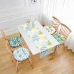 - RunnerYuvPofiSet272-Modern-Yaprak-Tasarimli-4-Yuvarlak-Pofidik-Sandalye-Minderi-ve-1-Runner-Seti - Realhomes  Modern Yaprak Tasarımlı 4 Yuvarlak Pofuduk Sandalye Minderi ve 1 Runner Seti Realhomes