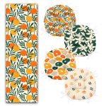 Krem Zeminli Portakal Tasarımlı 4 Yuvarlak Pofuduk Sandalye Minderi ve 1 Runner Seti Realhomes