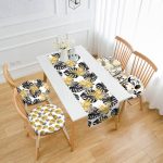 - RunnerYuvPofiSet318-Tropik-Yaprak-Motifli-4-Yuvarlak-Pofidik-Sandalye-Minderi-ve-1-Runner-Seti - Realhomes  Tropik Yaprak Motifli 4 Yuvarlak Pofuduk Sandalye Minderi ve 1 Runner Seti Realhomes