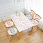 - RunnerYuvPofiSet324-Soyut-Pembe-Gri-Yaprak-Tasarimli-4-Yuvarlak-Pofidik-Sandalye-Minderi-ve-1-Runner-Seti - Realhomes  Soyut Pembe Gri Yaprak Tasarımlı 4 Yuvarlak Pofuduk Sandalye Minderi ve 1 Runner Seti Realhomes