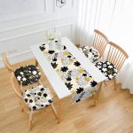 - RunnerYuvPofiSet327-Siyah-Beyaz-Altin-Varakli-Tropik-Yaprak-Motifli-4-Yuvarlak-Pofidik-Sandalye-Minderi-ve-1-Runner-Seti - Realhomes Siyah Beyaz Altın Varaklı Tropik Yaprak Motifli 4 Yuvarlak Pofuduk Sandalye Minderi ve 1 Runner Seti Realhomes