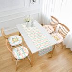 Renkli Zigzag Tasarımlı Gold Detaylı 4 Yuvarlak Pofuduk Sandalye Minderi ve 1 Runner Seti Realhomes