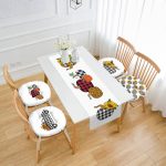 - RunnerYuvPofiSet429-Siyah-Ekose-Kabak-Aycicegi-Motifli-4-Yuvarlak-Pofidik-Sandalye-Minderi-ve-1-Runner-Seti - Realhomes Siyah Ekose Kabak Ayçiçeği Motifli 4 Yuvarlak Pofuduk Sandalye Minderi ve 1 Runner Seti Realhomes