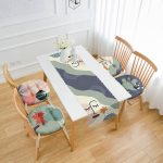 Bohem Tasarımlı Dijital Baskılı 4 Yuvarlak Pofuduk Sandalye Minderi ve 1 Runner Seti Realhomes