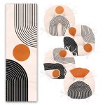 Bohem Özel Tasarım Dijital Baskılı 4 Yuvarlak Pofuduk Sandalye Minderi ve 1 Runner Seti Realhomes