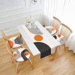 Bohem Özel Tasarım Dijital Baskılı 4 Yuvarlak Pofuduk Sandalye Minderi ve 1 Runner Seti Realhomes