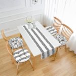 İskandinav Desen Tasarımlı 4 Yuvarlak Pofuduk Sandalye Minderi ve 1 Runner Seti Realhomes