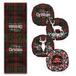 RealHomes Yılbaşı Özel 4 Yuvarlak Pofuduk Sandalye Minderi ve 1 Runner Seti Realhomes