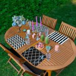 4'lü Siyah Beyaz Geometrik Çizimli Amerikan Servis Seti Realhomes