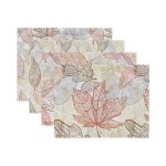 4'lü Renkli Sonbahar Yaprakları Motifli Amerikan Servis Seti Realhomes