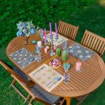 4'lü Pembe & Gri Zeminli Çam Ağacı & Kar Taneleri Tasarımlı Amerikan Servis Seti Realhomes