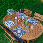 4'lü Beyaz Zeminli Renkli Geometrik Desenli Modern Amerikan Servis Seti Realhomes