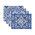 4'lü Beyaz Zeminli Renkli Geometrik Desenli Modern Amerikan Servis Seti Realhomes