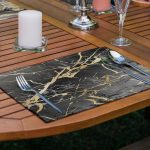 4'lü Siyah & Gold Mermer Tasarımlı Amerikan Servis Seti Realhomes