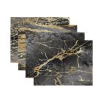 4'lü Siyah & Gold Mermer Tasarımlı Amerikan Servis Seti Realhomes