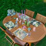 4'lü Renkli Zemin Üzerinde Onedraw Çizimli Modern Amerikan Servis Seti Realhomes