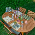 4'lü Renkli Zemin Üzerinde Onedraw Çizimli Amerikan Servis Seti Realhomes