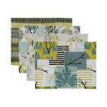 4'lü Renkli Zemin Üzerinde Onedraw Çizimli Amerikan Servis Seti Realhomes