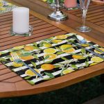 4'lü Siyah Çizgili Limon Tasarımlı Amerikan Servis Seti Realhomes