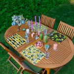 4'lü Siyah Çizgili Limon Tasarımlı Amerikan Servis Seti Realhomes