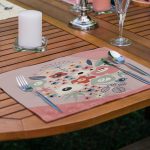 4'lü Renkli Zeminli Onedraw Çizimli Vazo Desenli Amerikan Servis Seti Realhomes