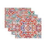 4'lü Renkli Çini Desenli Modern Amerikan Servis Seti Realhomes