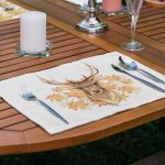 4'lü Kurumuş Sonbahar Yaprakları & Geyik Tasarımlı Amerikan Servis Seti Realhomes