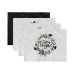 4'lü Siyah Beyaz Gold Detaylı Mery Christmas Temalı Amerikan Servis Seti Realhomes