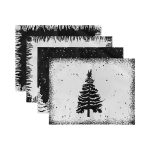 4'lü Siyah Beyaz Çam Ağacı & Kozalak Tasarımlı Amerikan Servis Seti Realhomes