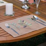 4'lü Renkli Zemin Yaprak Dalları Özel Tasarım Amerikan Servis Seti Realhomes