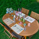 4'lü Renkli Zemin Yaprak Dalları Özel Tasarım Amerikan Servis Seti Realhomes