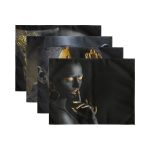 4'lü Siyahi African Tasarımlı Amerikan Servis Seti Realhomes