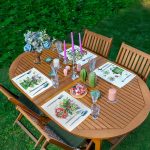 4'lü Rengarenk Sevimli Saksılar İçinde Çiçek Tasarımlı Amerikan Servis Seti Realhomes