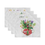 4'lü Rengarenk Sevimli Saksılar İçinde Çiçek Tasarımlı Amerikan Servis Seti Realhomes