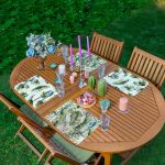 4'lü Yeşil Egzotik Yaprak Tasarımlı Amerikan Servis Seti Realhomes