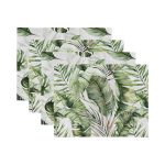 4'lü Yeşil Egzotik Yaprak Tasarımlı Amerikan Servis Seti Realhomes