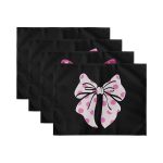 4'lü Siyah Zemin Pembe Kurdele Tasarımlı Amerikan Servis Seti Realhomes