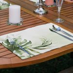 4'lü Beyaz Zemin Yeşil Tropik Yaprak Motifli Amerikan Servis Seti Realhomes