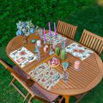 4'lü Rengarenk Çiçek & Yaprak Tasarımlı Amerikan Servis Seti Realhomes