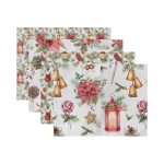 4'lü Rengarenk Çiçek & Yaprak Tasarımlı Amerikan Servis Seti Realhomes